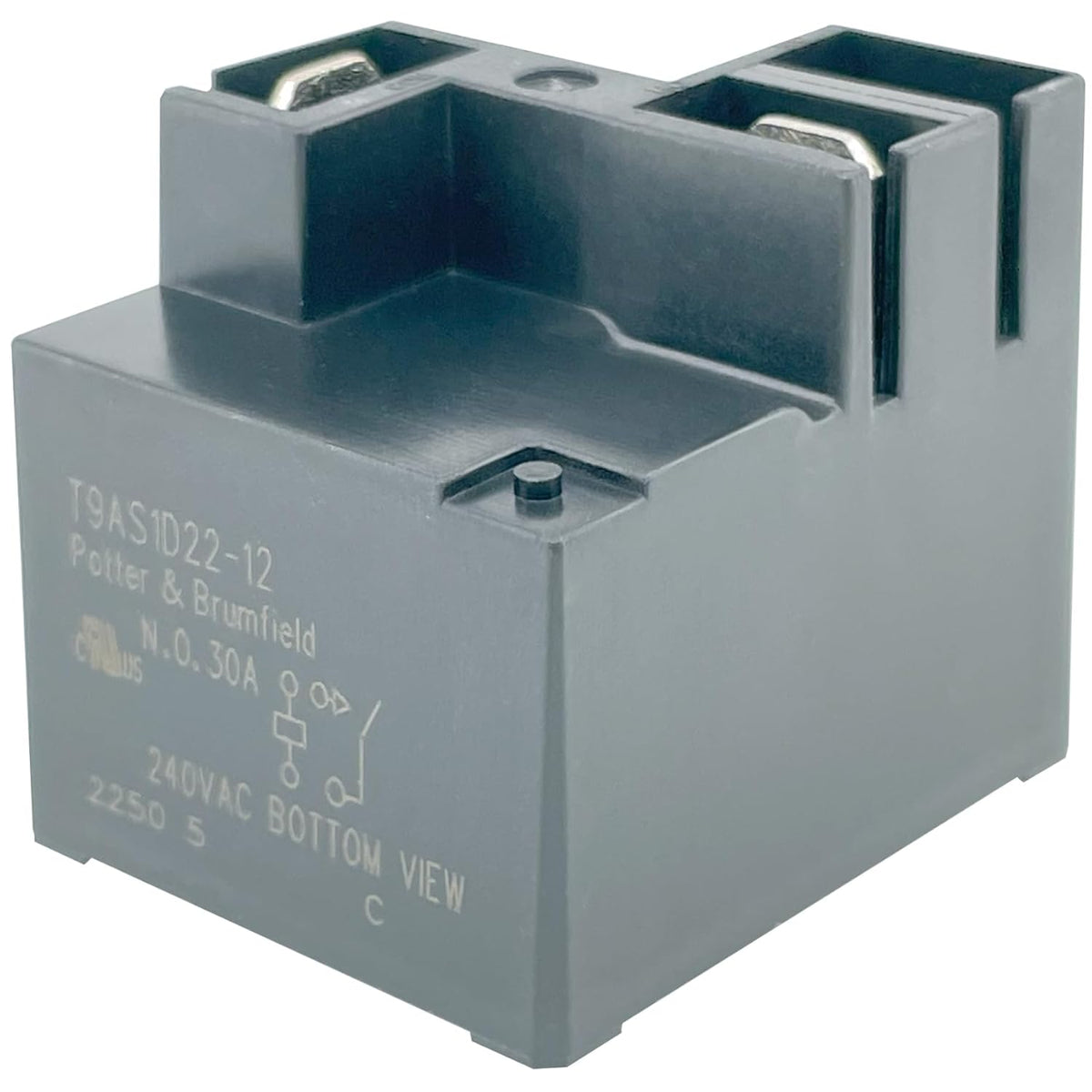 T9AS1D22-12 (2-Pack) 30A 240VAC 12VDC Coil Power Relay Compatible with GE Whirlpool Range Oven HVAC Control, SPST-NO 4-Pin PCB & 2-Tab Top Terminals Replacement for 1424169, PB163