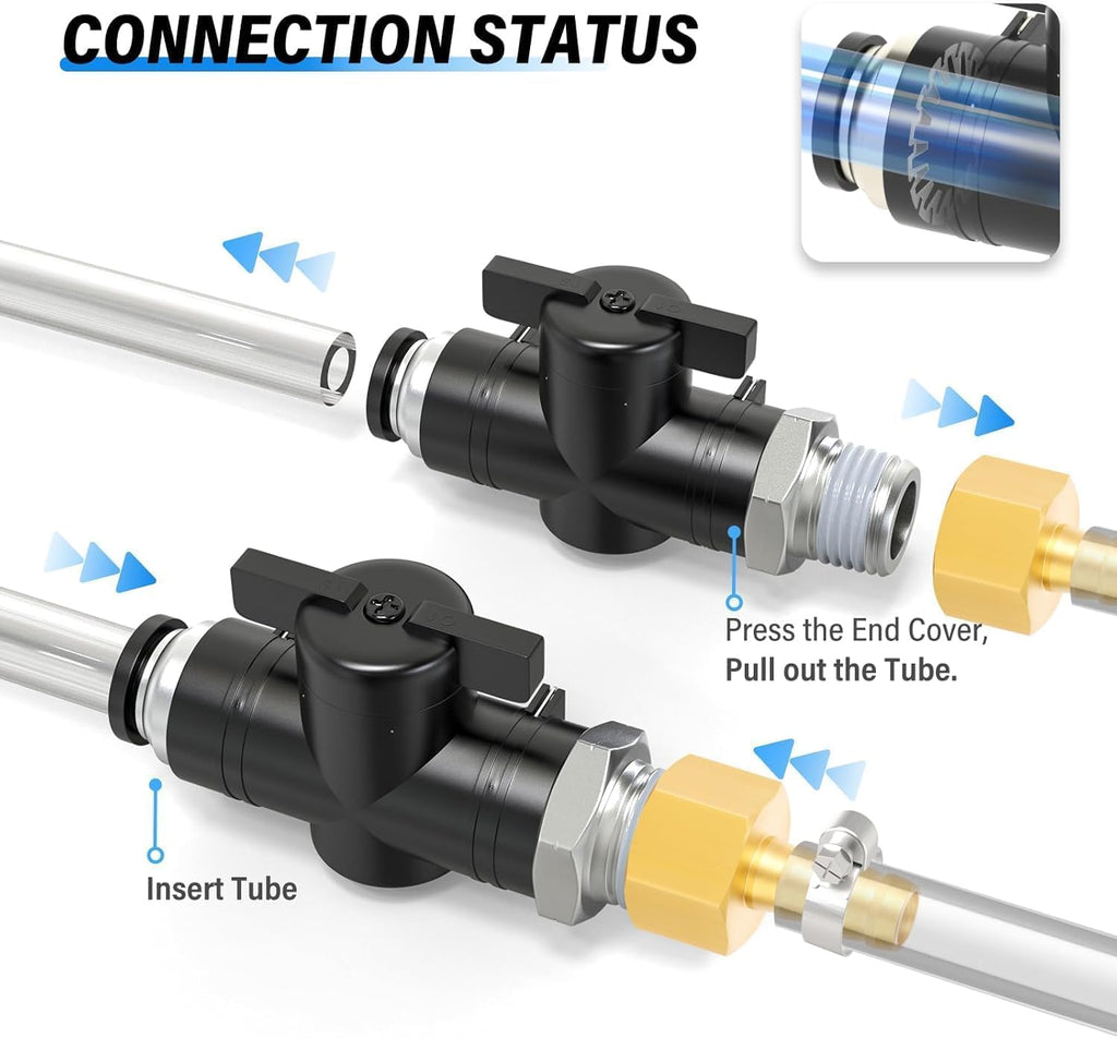 TAILONZ 1/2"ODx1/4"NPT Push-to-Connect Fitting Ball Control Valve 1Pcs
