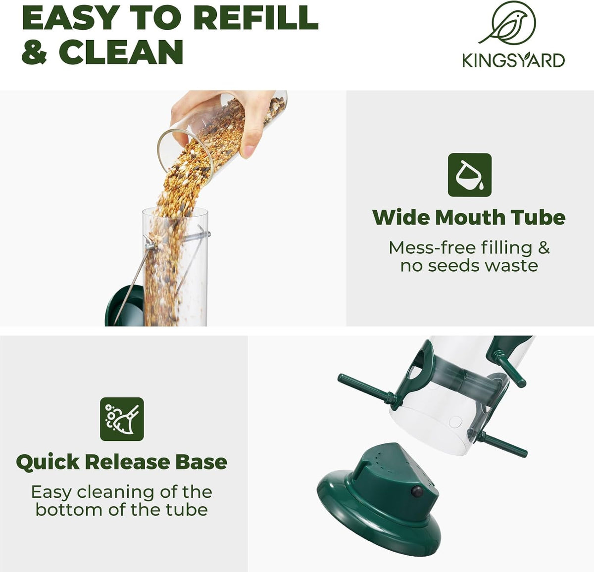 15" Metal Tube Bird Feeders for Outdoors Hanging