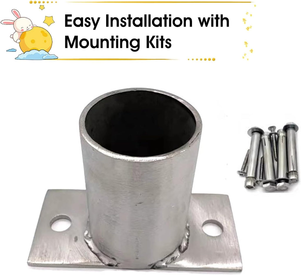 Post Anchors for Ground - Round Base Flange for Fence & Light Posts - Heavy-Duty Concrete Mounting Solution