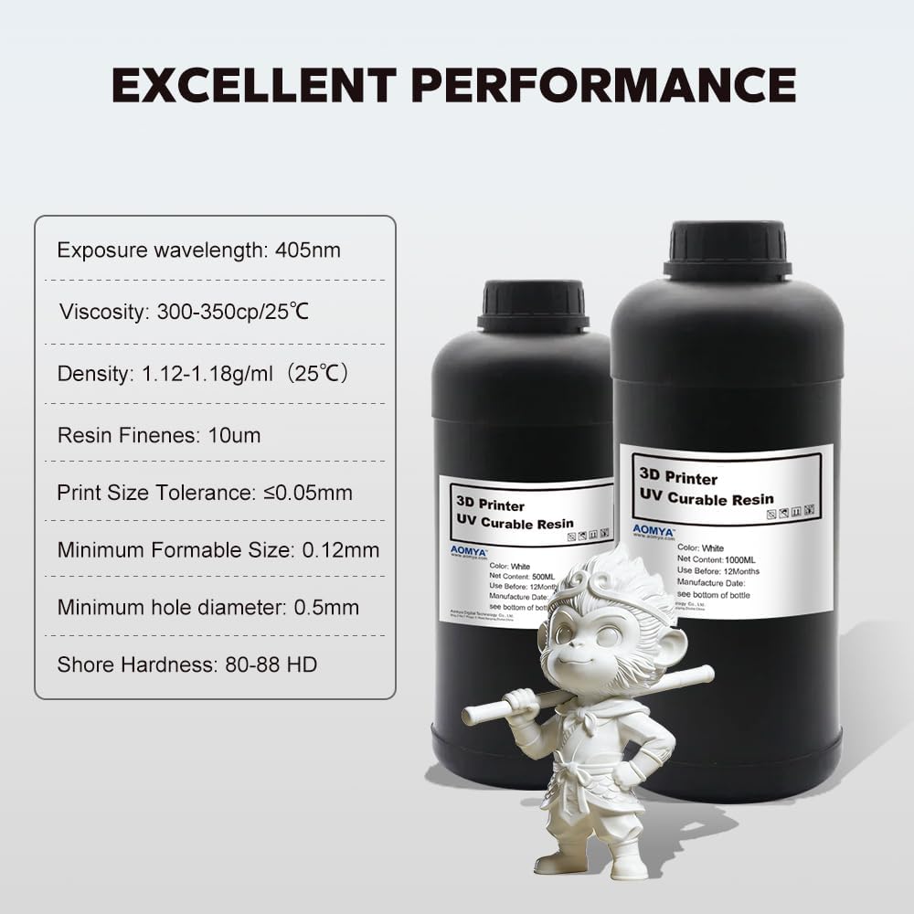 3D Resin 3D Printer UV Curable Resin 405nm High Precision Printing Resin Quick Curing & Excellent Fluidity for