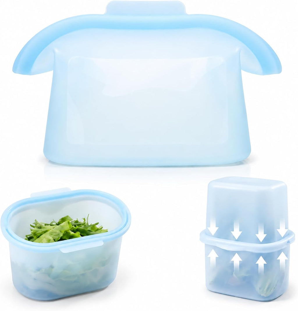 Silicone Food Storage Bags, Reusable, High-Temperature Resistant, Leak-Proof Upright Freezer Bags, Microwave and