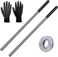 Garage Door Pair of Non-Slip Winding Bar Rods, Gloves, and 1" ID and 2" OD Steel Centerpiece Bearing Bundle Kit for