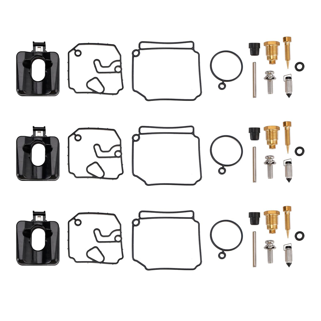 VIPIH Carburetor Carb Rebuild Repair Kit fit for Yamaha 2-Stroke 40HP 50HP Outboard Carburetor 6H4-14985-01-00 6H4-14590-01-00 with Float Gasket Jet Needle Valve O-Ring Seal 3Set