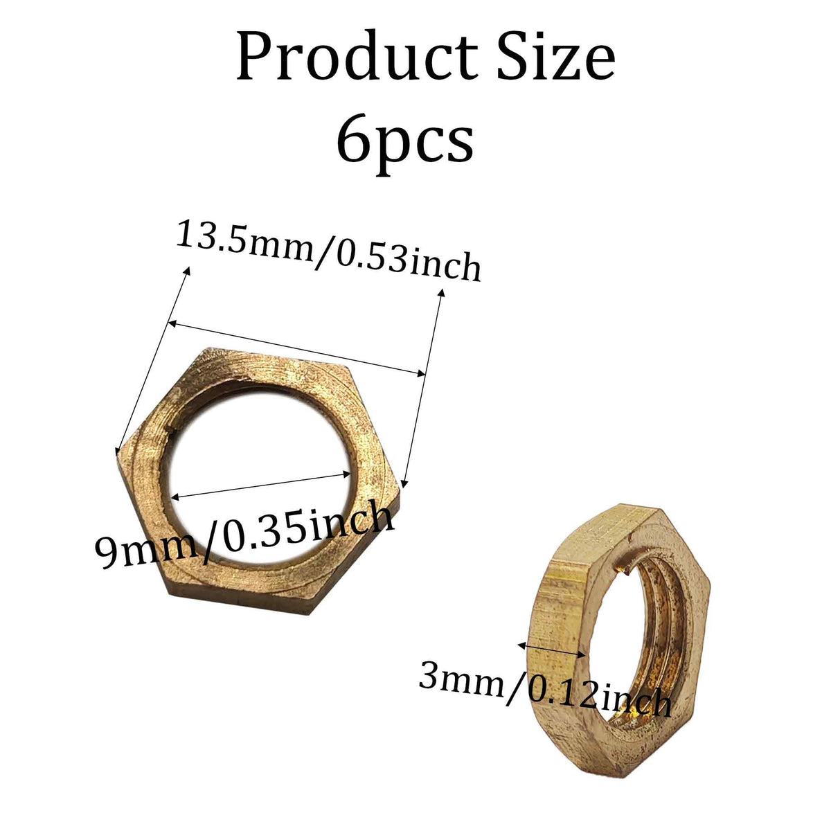 Virello 6Pcs 1/8" NPT Brass Pipe Fitting Hex Lock Nut