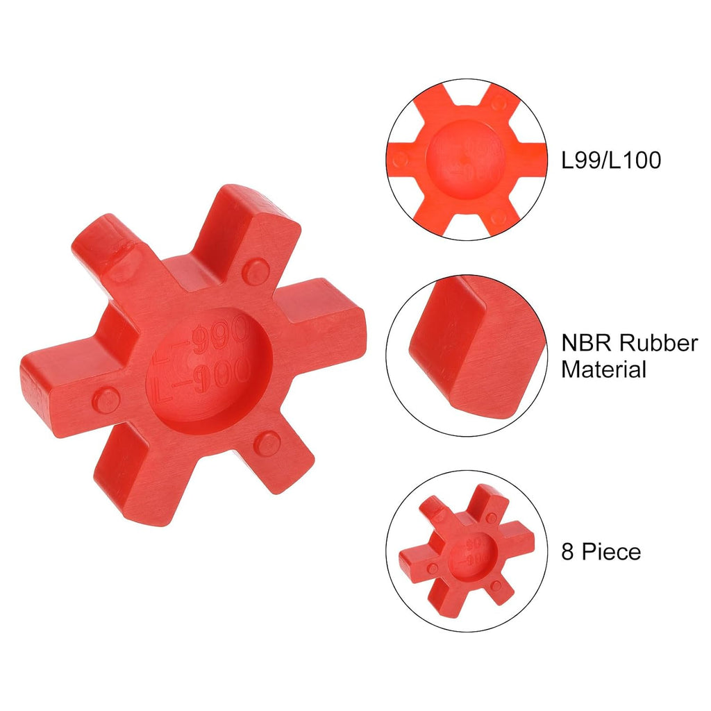 uxcell 8pcs L99/L100 Jaw Coupling Insert, Urethane Flexible Solid Type Jaw Coupling Center Insert for L Jaw Coupling L-Jaw Coupler Set, Red