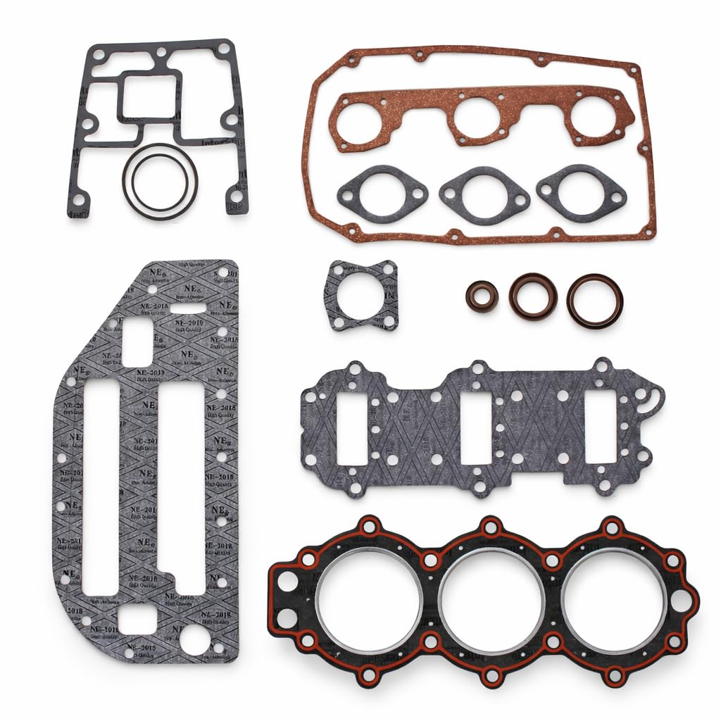 FASWORX Powerhead Gasket Set for Johnson Evinrude OMC 3-Cylinder 50 60 65 70 HP Outboard Motors (1986-2001) - Replaces OEM 0438904 398047 777421, Sierra 18-4321 - Marine Engine Rebuild Seal Kit