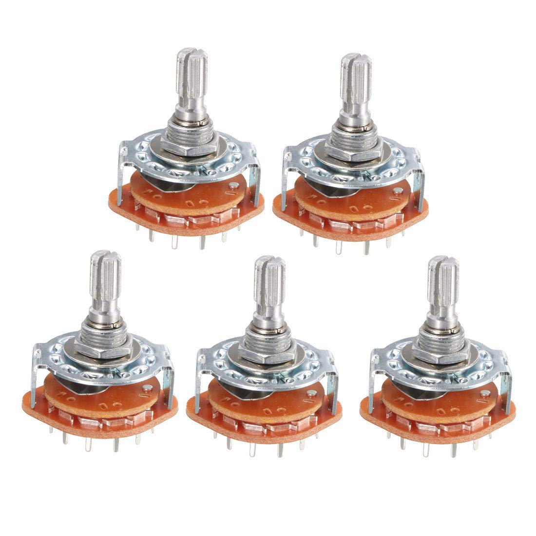 uxcell 5Pcs 1 Pole 12 Positions 6mm Knurled Shaft Diameter Band Selector Rotary Switch