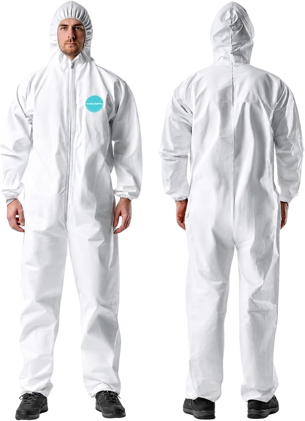 Andes Hazmat Suit, Heavy Duty Full Body Disposable Paint Suit, Coverall with Hood, Elastic Wrists and Ankles