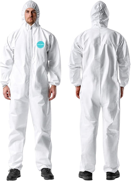 Andes Hazmat Suit, Heavy Duty Full Body Disposable Paint Suit, Coverall with Hood, Elastic Wrists and Ankles