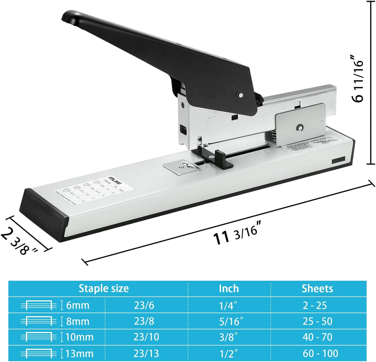 Heavy Duty Stapler with 2000 Staples: 100 Sheets High Capacity Manual Office Stapler, Metal,Jam Free,for Paper