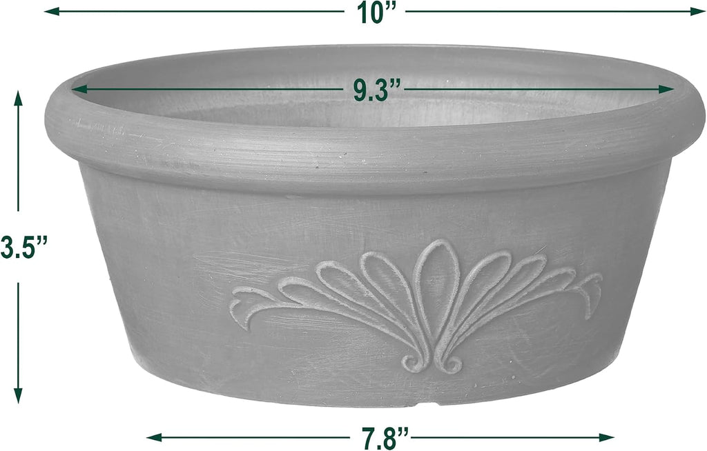 PSW TA25TC Plastic/Stone/Wood Composite Bulb Pan – No Drainage Hole (Drillable), Planter Bowl for Succulents, Bonsai