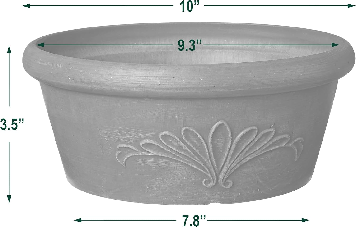 PSW TA25TC Plastic/Stone/Wood Composite Bulb Pan – No Drainage Hole (Drillable), Planter Bowl for Succulents, Bonsai
