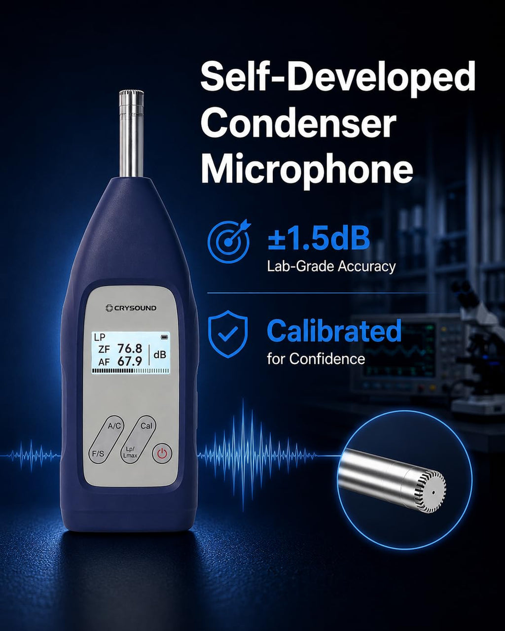 CRY2831 IEC 61672-1:2013 Sound Level Meter Class 2, Calibration Certificate