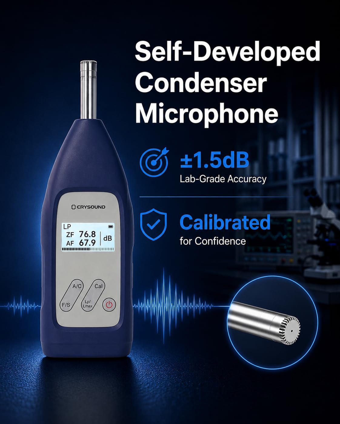 CRY2831 IEC 61672-1:2013 Sound Level Meter Class 2, Calibration Certificate