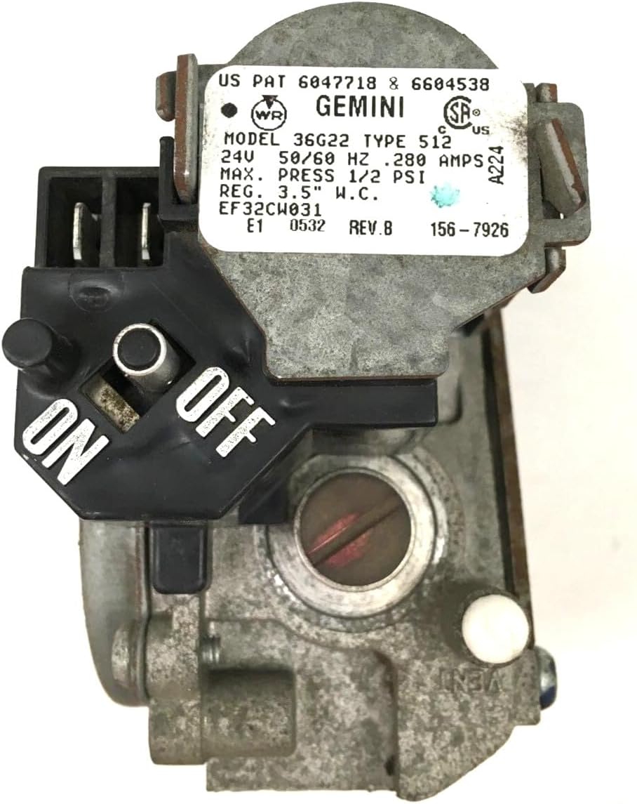 EF32CW031, 36G22-512 Replacement for White-Rodgers 36G22 Type 512 GEMINI Furnace Gas Valve EF32CW031