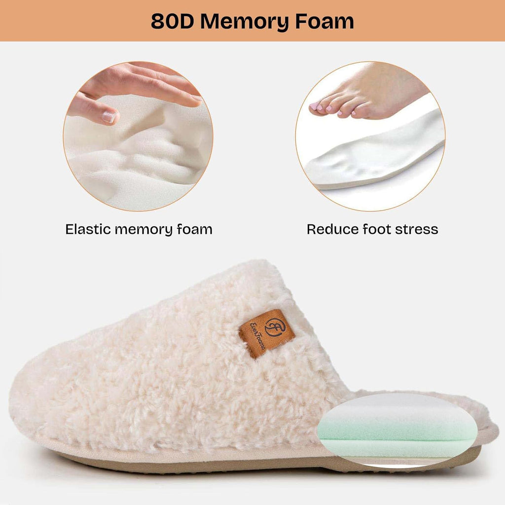Women's Fuzzy Slippers Warm Cozy Memory Foam Indoor House Shoes |