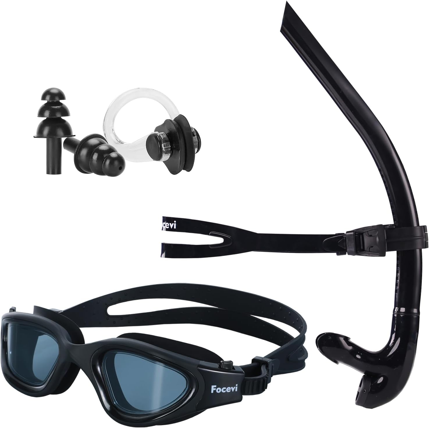 Swim Snorkel for Lap Swimming Set,Adult/Youth Swimming Snorkel Tube | Includes Snorkle, Goggles, Nose Clips and