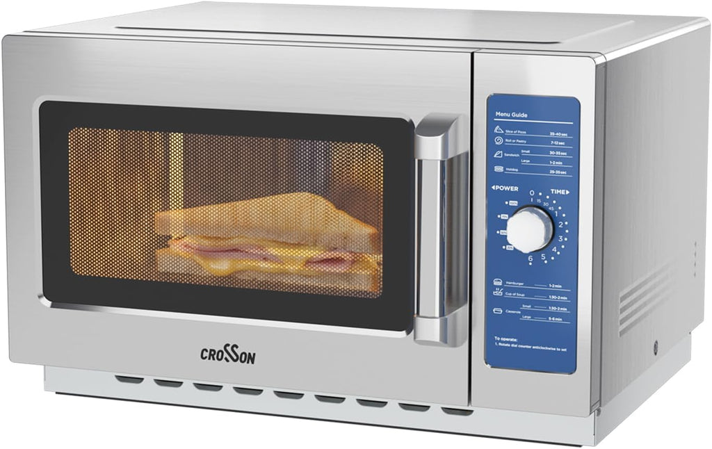 ETL Listed Commercial Microwave Oven Countertop with Dial Controls,1.2Cu Ft,Stainless Steel,1000w with 5 Power