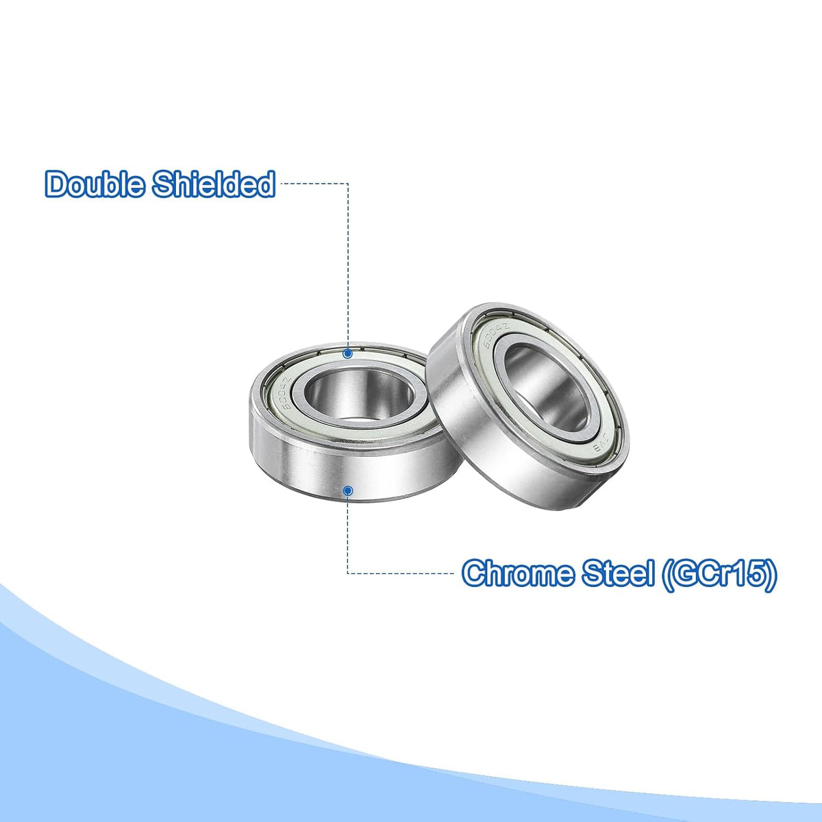 uxcell 6004ZZ Deep Groove Ball Bearing, 2pcs 20 mm x 42 mm x 12 mm(ID x OD x T) Chrome Steel Z2 Double Steel Sealed Bearing, Silver