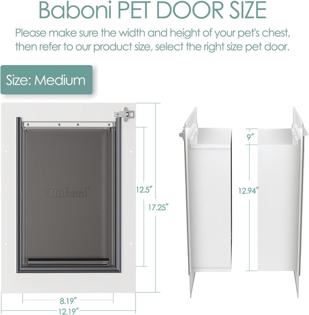 Pet Door for Wall, Steel Frame and Telescoping Tunnel, Aluminum Lock, Double Flap Dog Door and Cat Door, Strong and