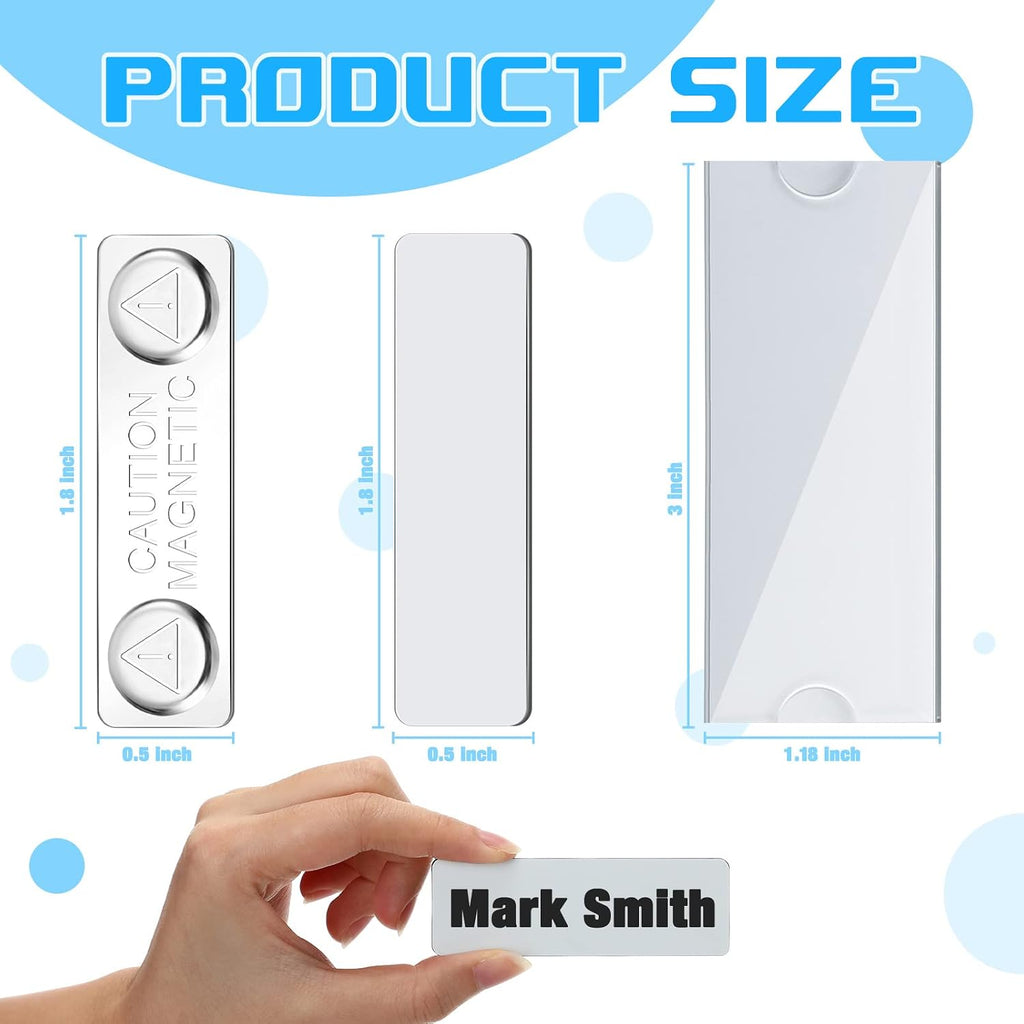 12 Pieces Reusable Magnetic Name Tags Kit Acrylic Magnet Magnetic Name Badge Holders Custom Identity 3" x 1.2" DIY