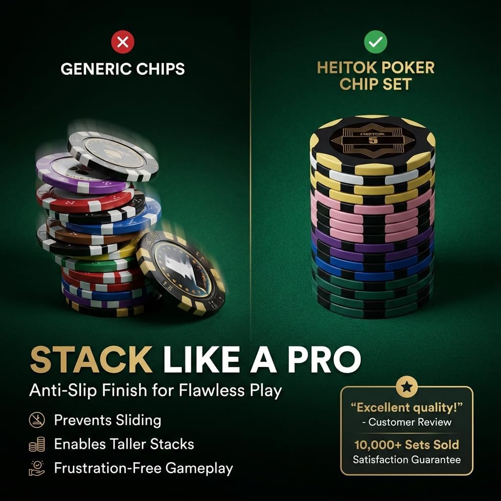 300-Piece Clay Poker Chip Set with Numbered 14g Chips Case | Complete poker chip set for 2 to 8 players with cards