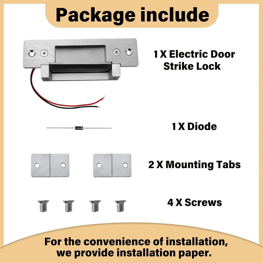 2026 Upgraded Electric Door Strike Lock ANSI Standard Fail-Secure/Fail-Safe Door Strike Lock for Access Control