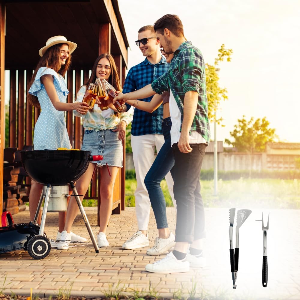 Grill Utensils - BBQ Tools Grilling Tools Set - Spatula, Fork, Tongs Combined in 2 Barbecue Grilling Accessorie BBQ