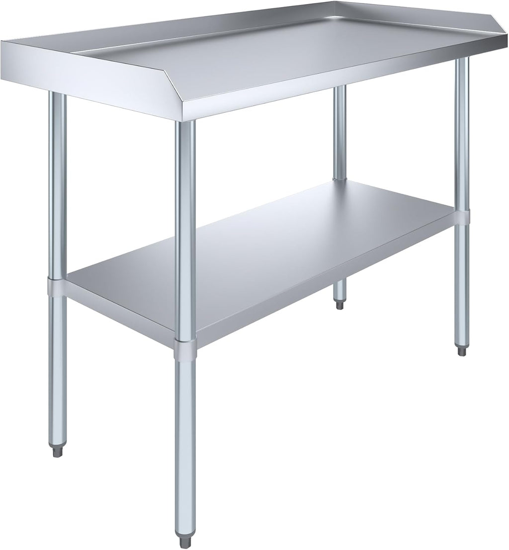 Commercial Work Table with Backsplash and Sidesplashes | Height: 35" | Stainless Steel Prep Table for Kitchen