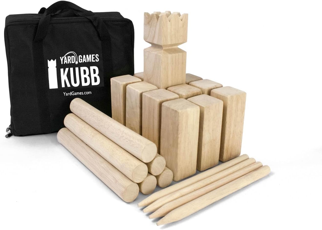 Kubb Premium Size Outdoor Tossing Game with Carrying Case, Instructions, and Boundary Marker