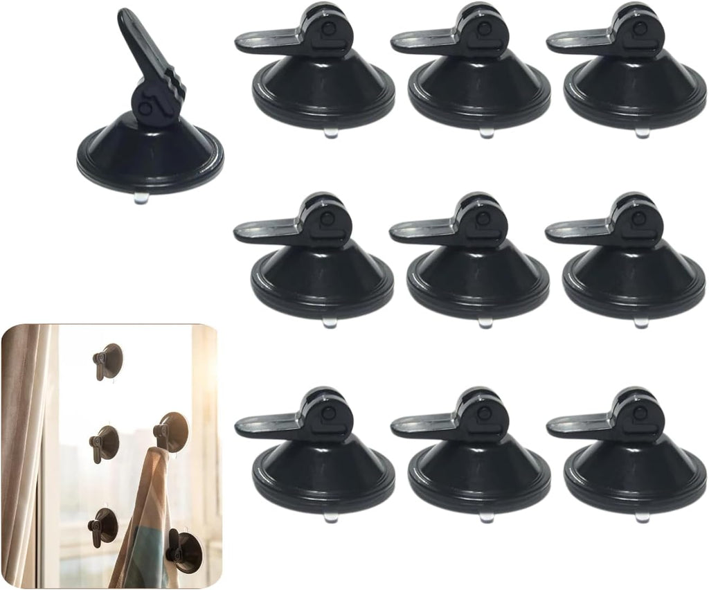 10 PCS Suction Cup Hooks, Vacuum Window Hangers for Cars, Black
