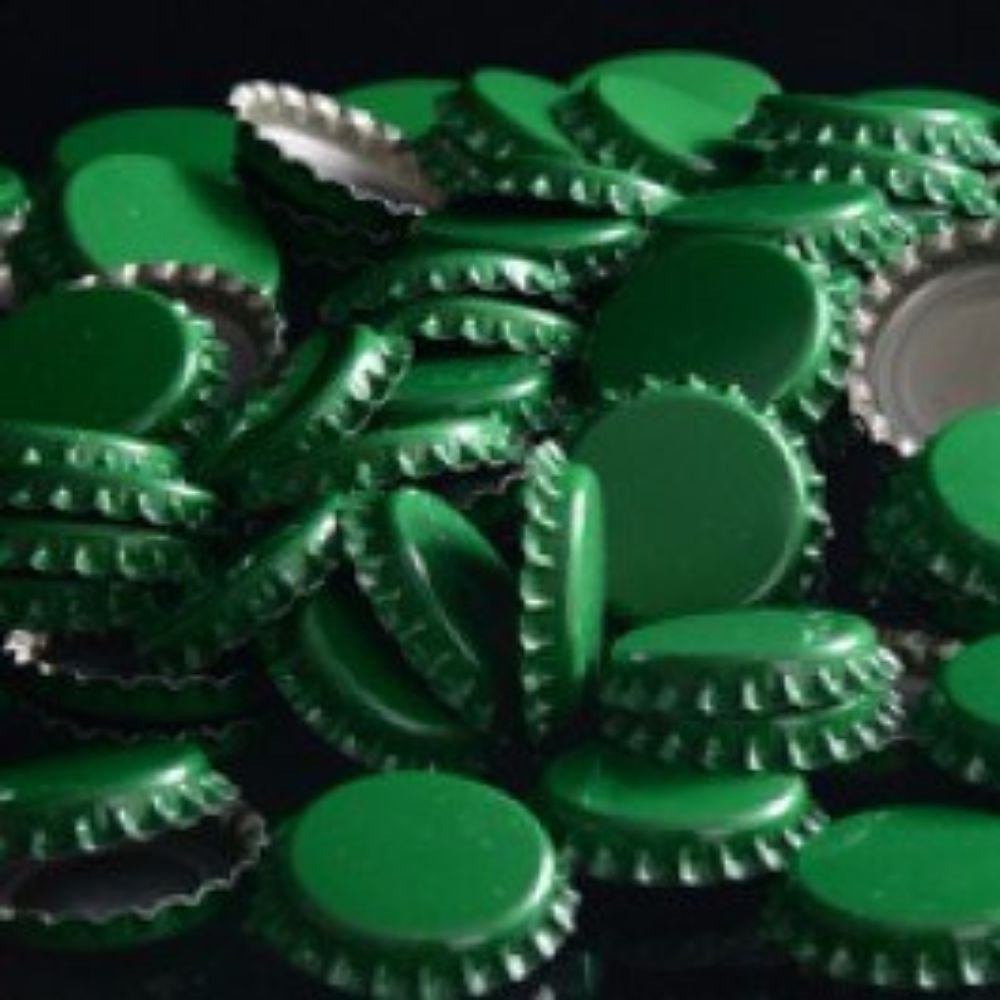 144 Oxygen Absorbing Beer Bottle Caps 26mm Pry-Off Green Standard Homebrew Bottle Tops for Glass Bottles PVC-Free