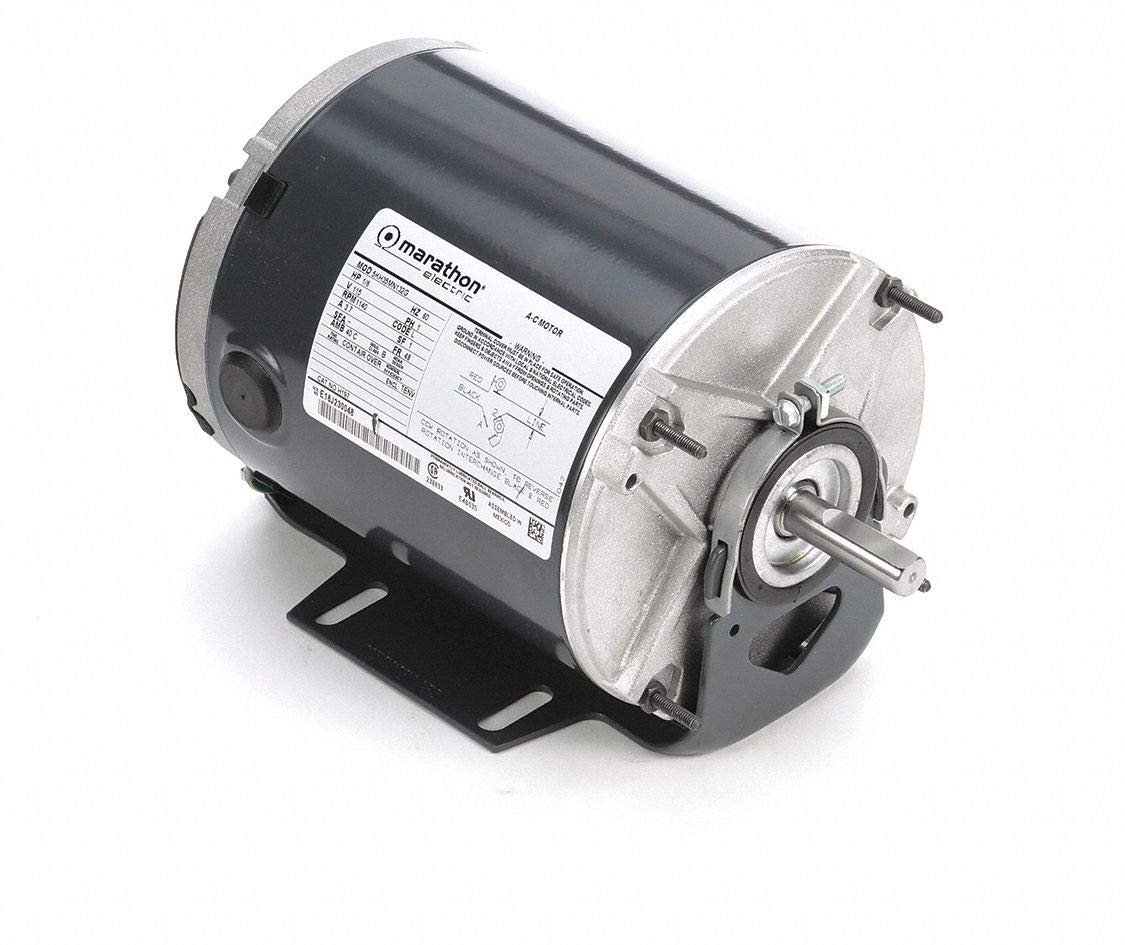 Marathon H197 48 Frame Totally Enclosed 5KH35MN132 Farm Duty Exhaust Fan Motor, 1/6 hp, 1200 RPM, 115 VAC, 1 Split Phase, 1 Speed, Ball Bearing, Resilient Base