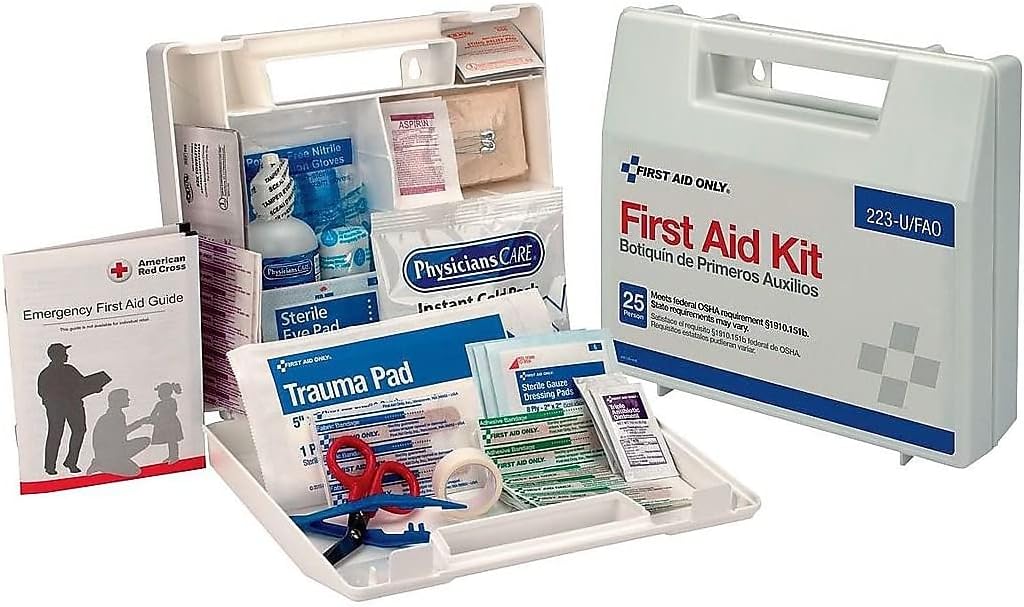 223-U OSHA-Compliant First Aid Kit, All-Purpose 25-Person Emergency First Aid Kit for Business, Worksite, Home, and