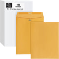 10 x 13 Clasp Envelopes, Clasp and Gummed Closures for Storing or Mailing, 28 lb Kraft Paper, 100 per Box (QUA38197)