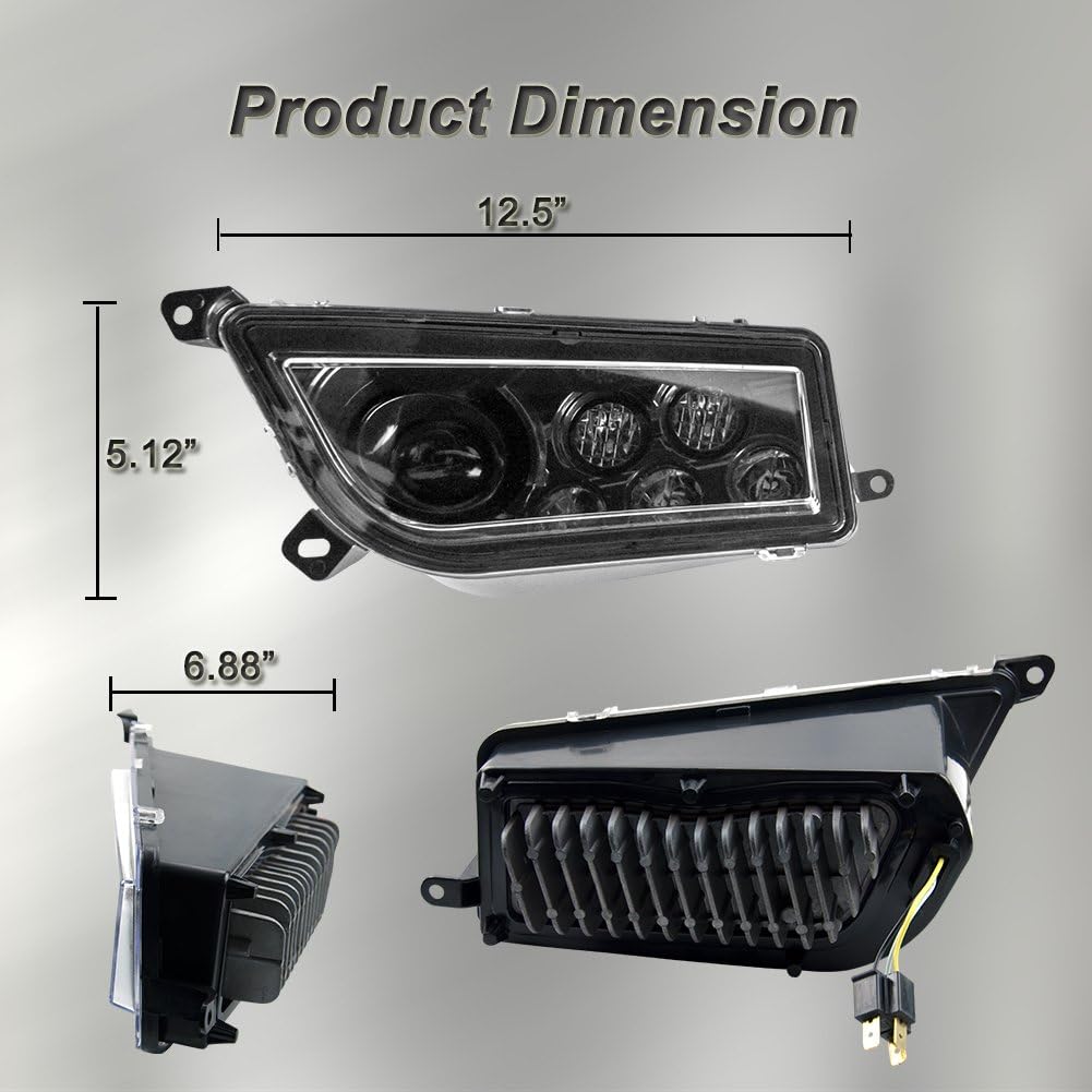 BUNKER INDUST LED Headlight Clear Lens Replacement Headlamp Compatible with 2014-2023 Polaris RZR XP 1000 900 LED Halo Lights
