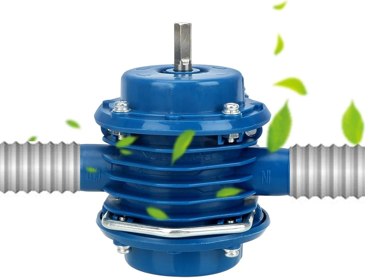 Hand Drill Water Transfer Pump with Startup Assist Design, Compact Size and Hose Ports for Everyday Water Transfer