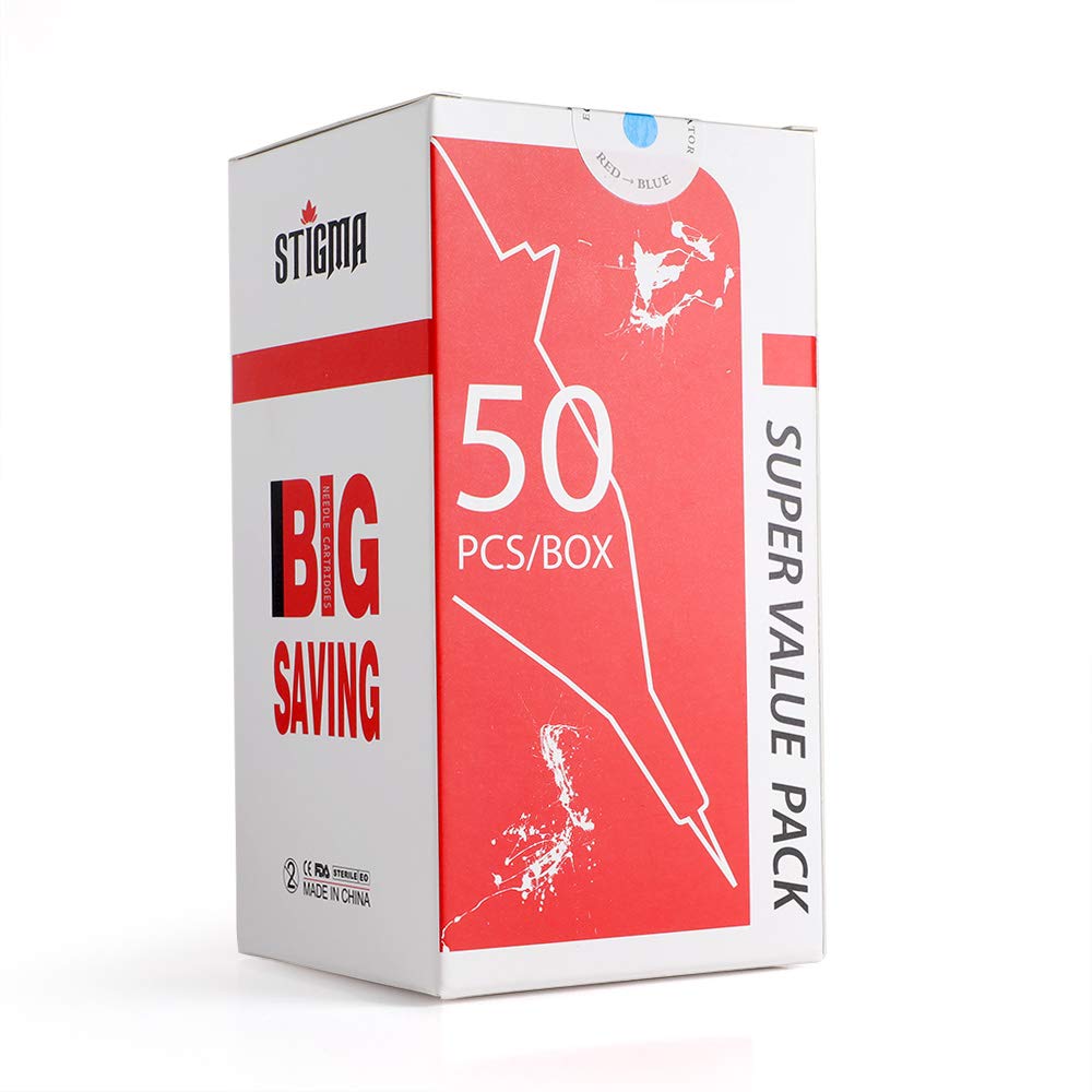#10(15RM) Bugpin Disposable Tattoo Needle Cartridges with Membrane Safety Cartridges for Tattoo Artists Curved/Round