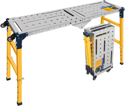 Versatile Portable Steel Work Platform and Welding Table with Casters | 55 x 14-inch Galvanized Tabletop | 1100 lbs.