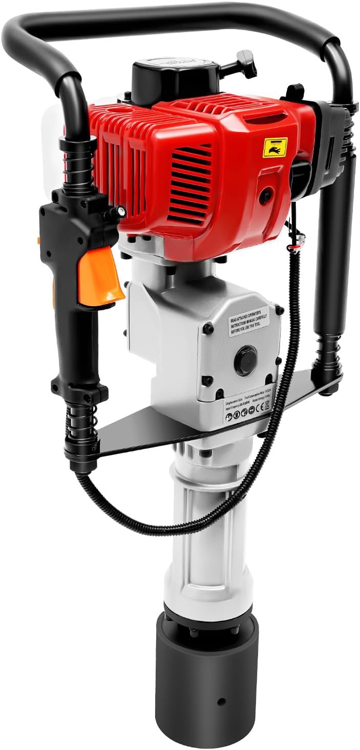 Gas Powered T Post Driver, 52CC 2 Stroke Fence Post Driver with Low Fuel Consumption & Spring Damping Farm Piling