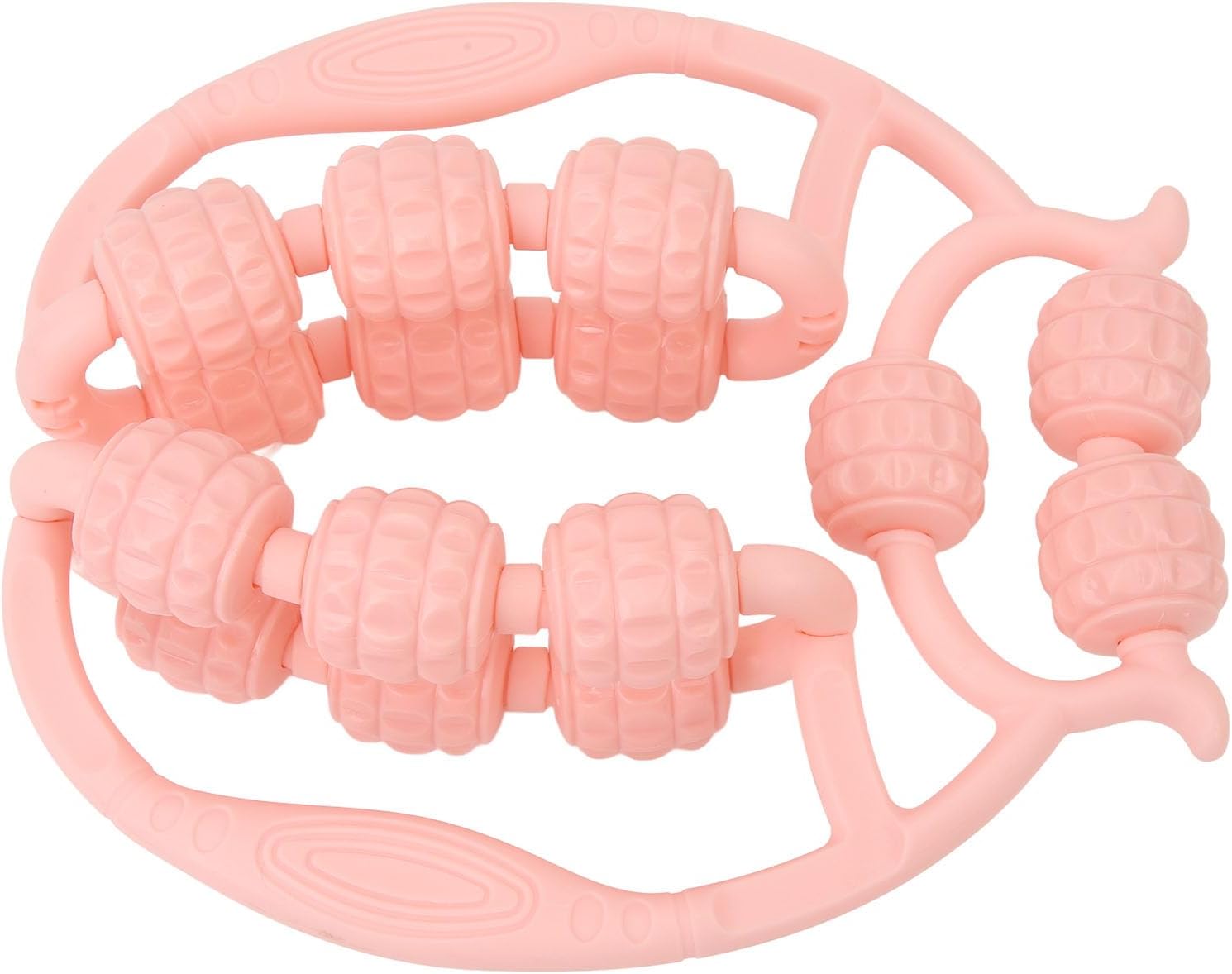 15-Wheel Pink Muscle Roller for Legs, Arms, Neck & Body – Handheld PP Massage Tool