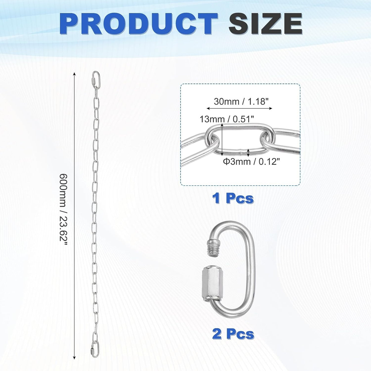 PATIKIL Gate Chain Lock 23.7Inch 304 Stainless Steel Hanging Chain Lock