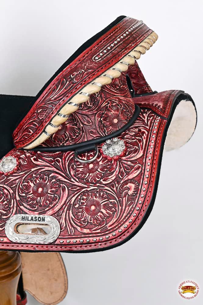 Treeless Western Saddle Hand-Tooled Mahogany Leather Trail Riding