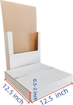 50 Pack,vinyl shipping box,12.5x12.5x2inch, Easy-Fold Shipping Box, White