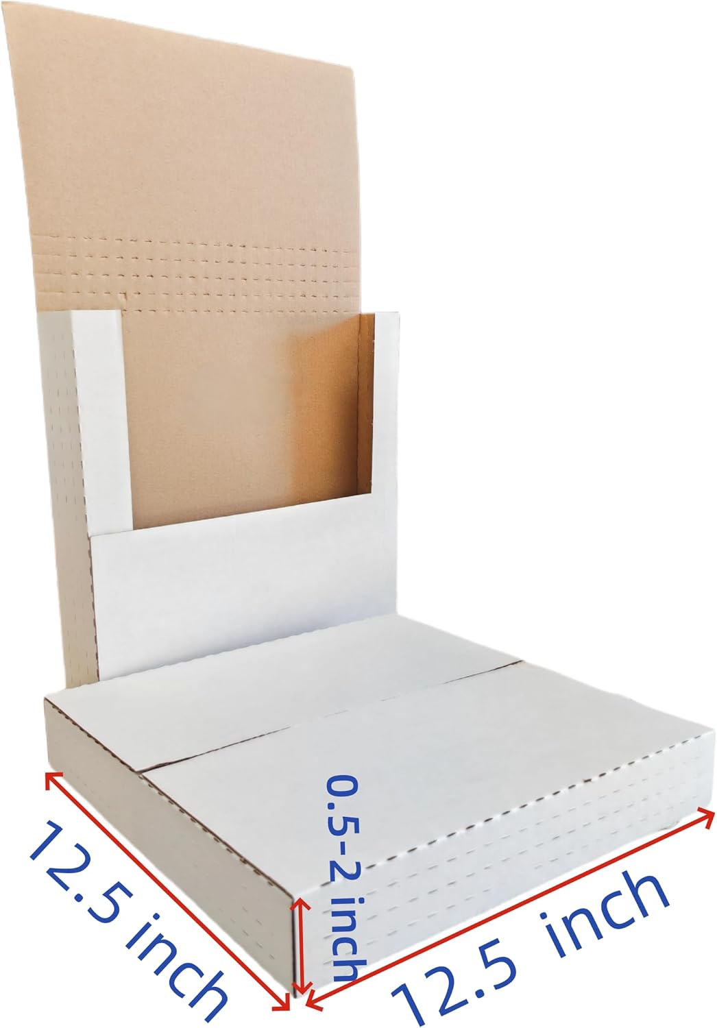 50 Pack,vinyl shipping box,12.5x12.5x2inch, Easy-Fold Shipping Box, White