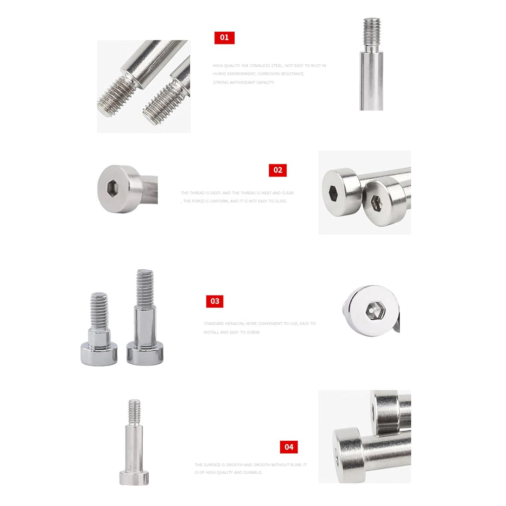 30pcs Hex Socket Shoulder Bolt, 4mm x M3 x 10mm Hex Socket Shoulder Bolt, 304 Stainless Steel (Silvery)