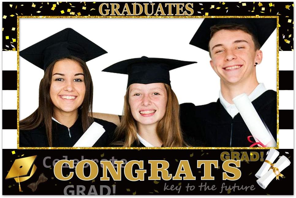 2026 Graduation Photo Booth Props Frame - Large 35.5 x 24 Inch Durable Hollow Board Picture Frame for Grad Party