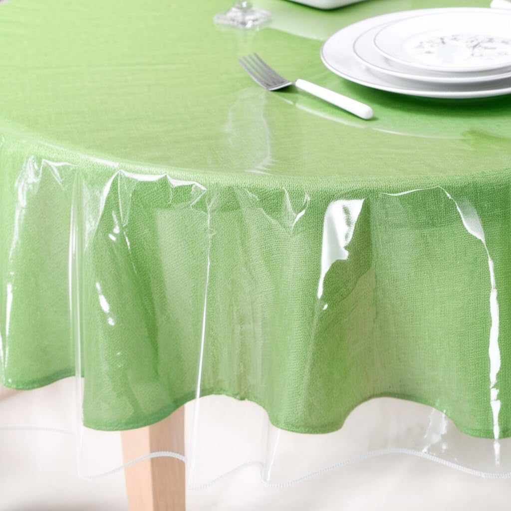 Clear Plastic Tablecloth Protector, Table Cloth Vinyl (70" Round)
