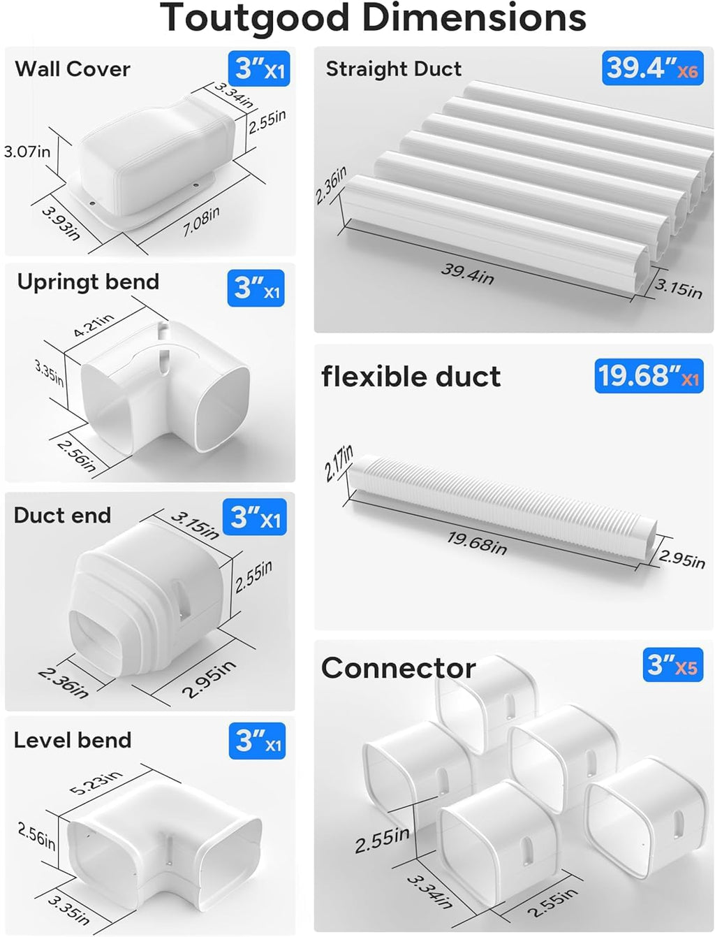 3'' 22.5Ft Mini Split Line Set Cover, Upgraded UV-Proof PVC Pipe | DIY Decorative Lineset Cover Kits with Flexible